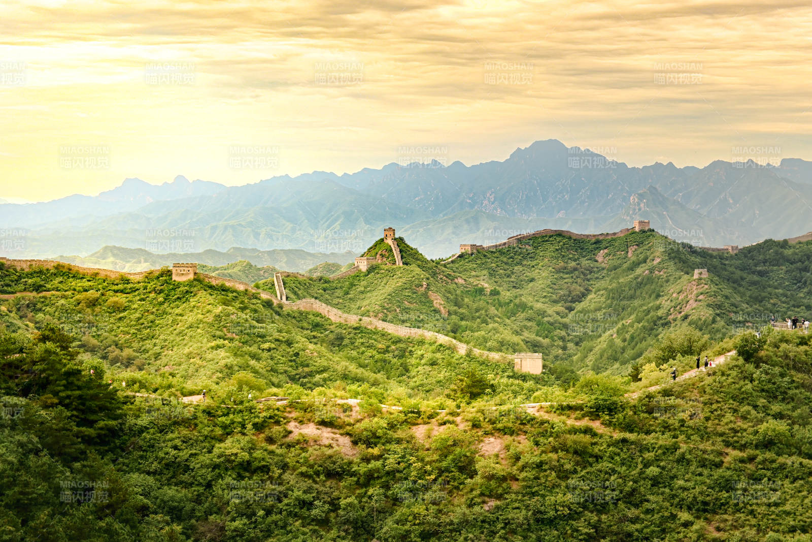 长城日落美景图片