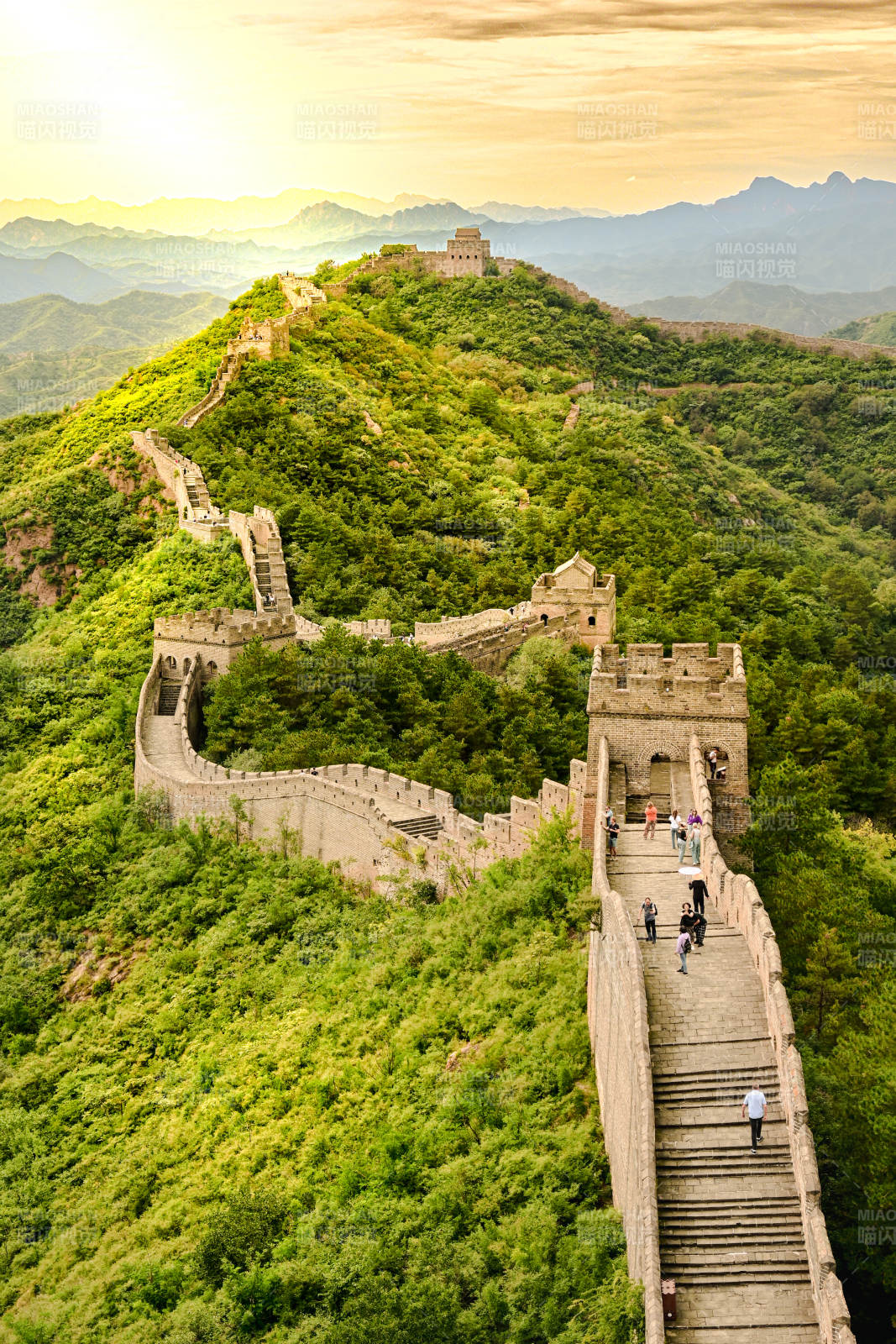 长城日落美景图片