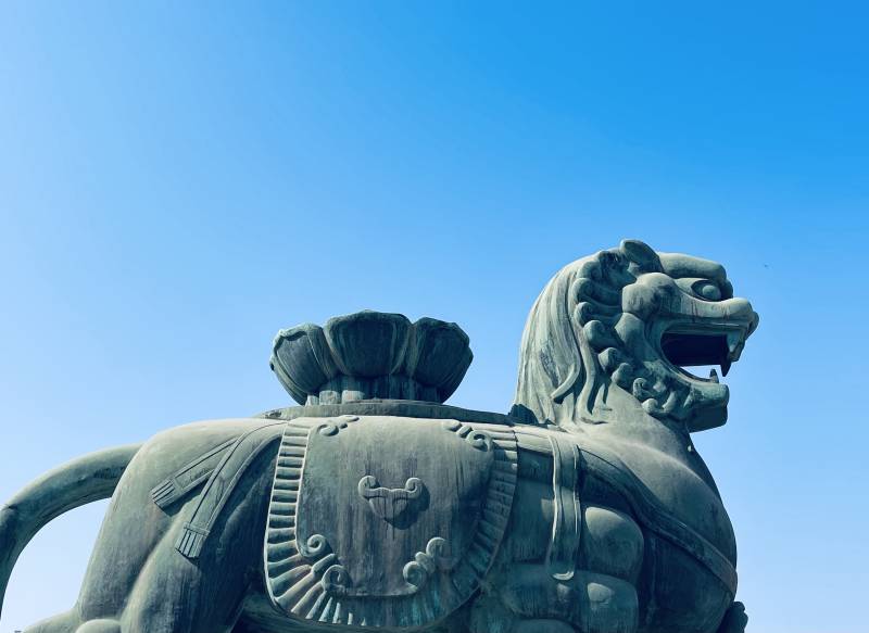 石家庄水上公园仿文物青铜震海吼雕塑图片