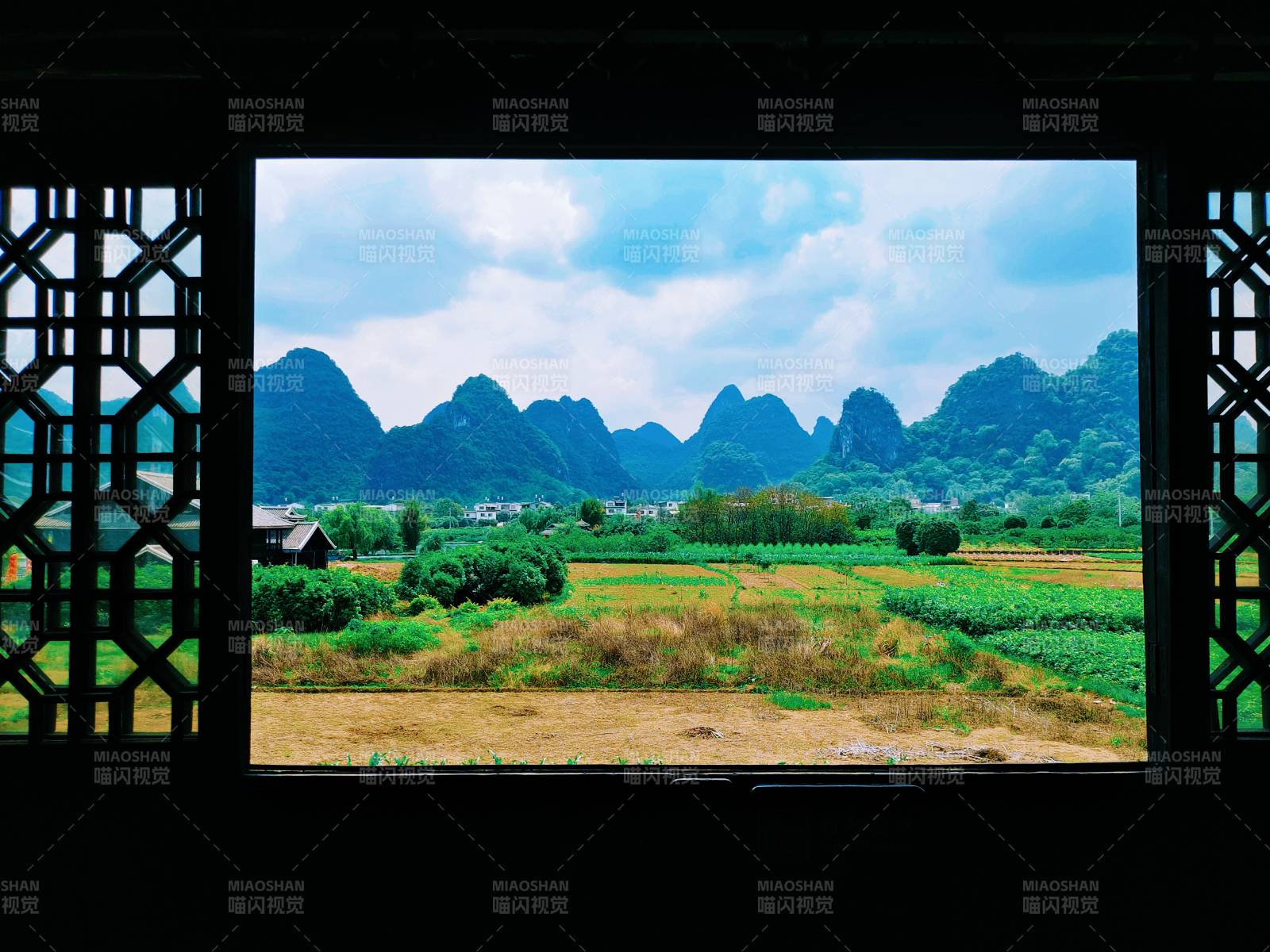 窗景 青山绿水田园风光图片