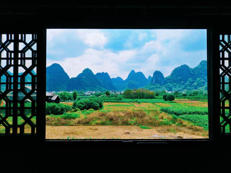 窗景 青山绿水田园风光图片