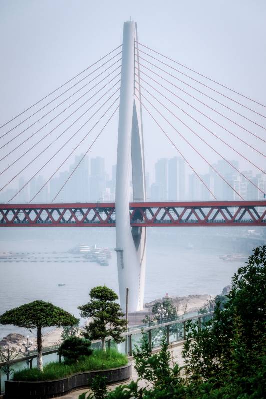 现代桥梁与城市天际线图片