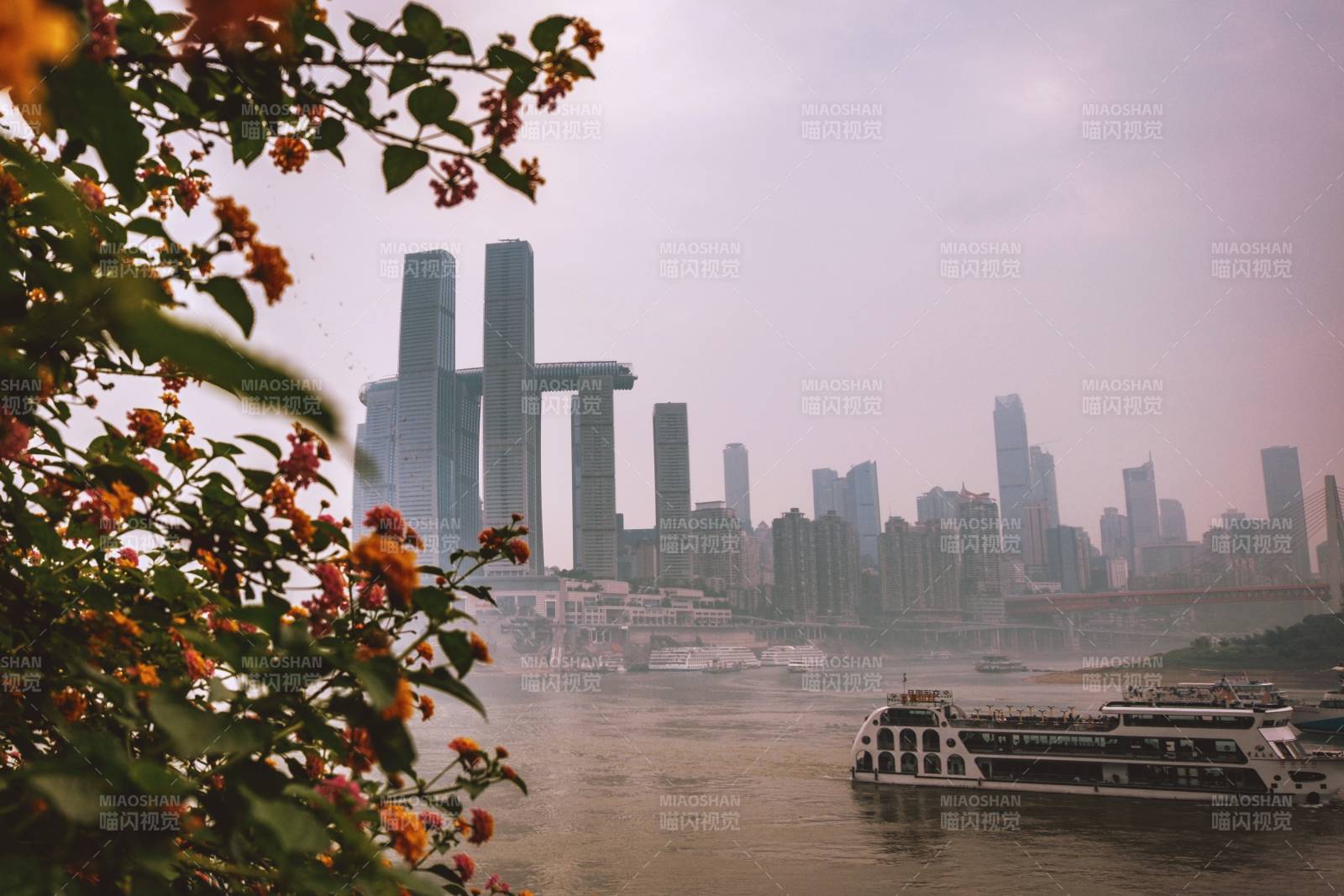 江畔花影 城市天际线图片