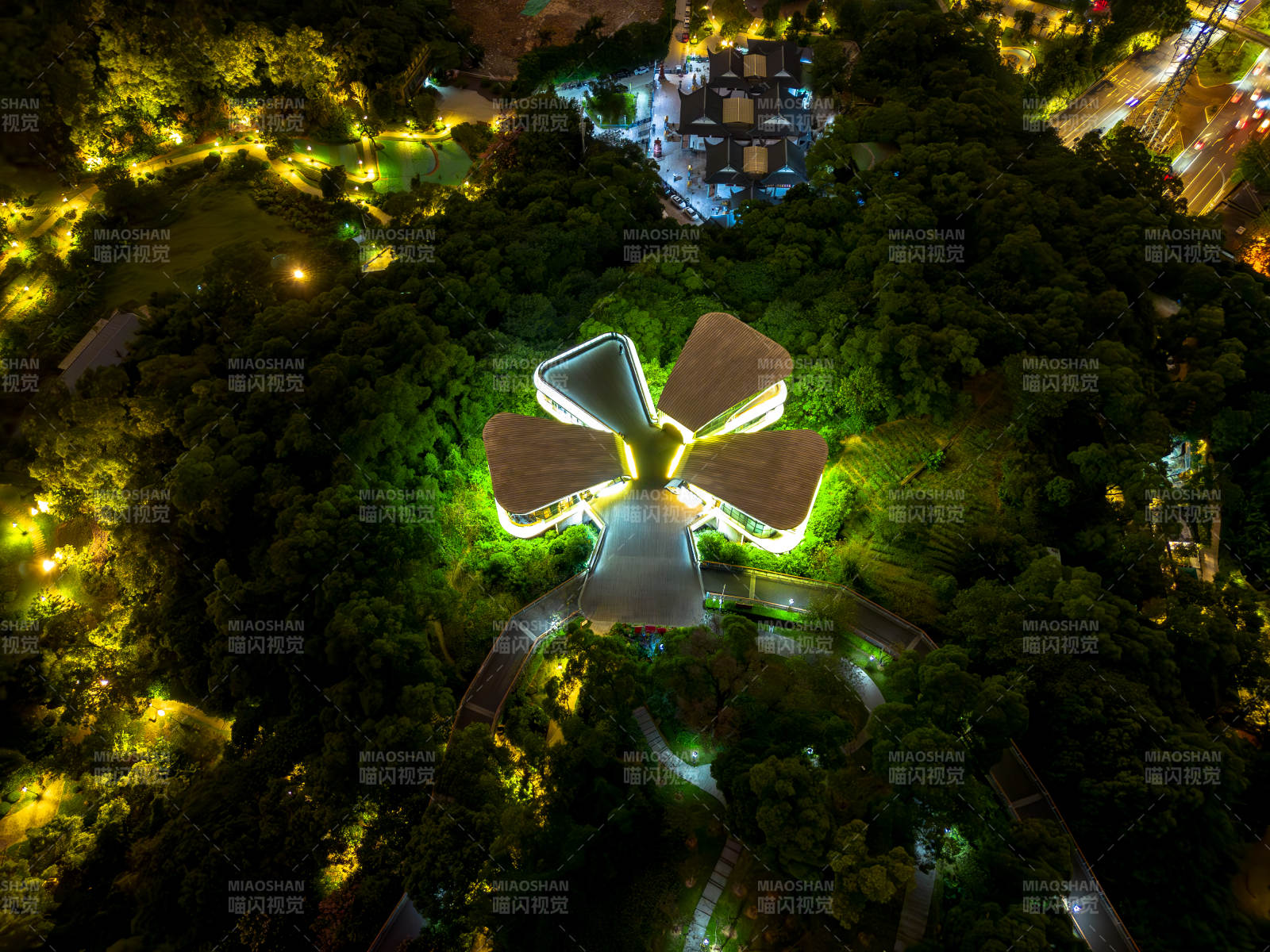 福州金鸡山夜空中绽放的茉莉花建筑图片