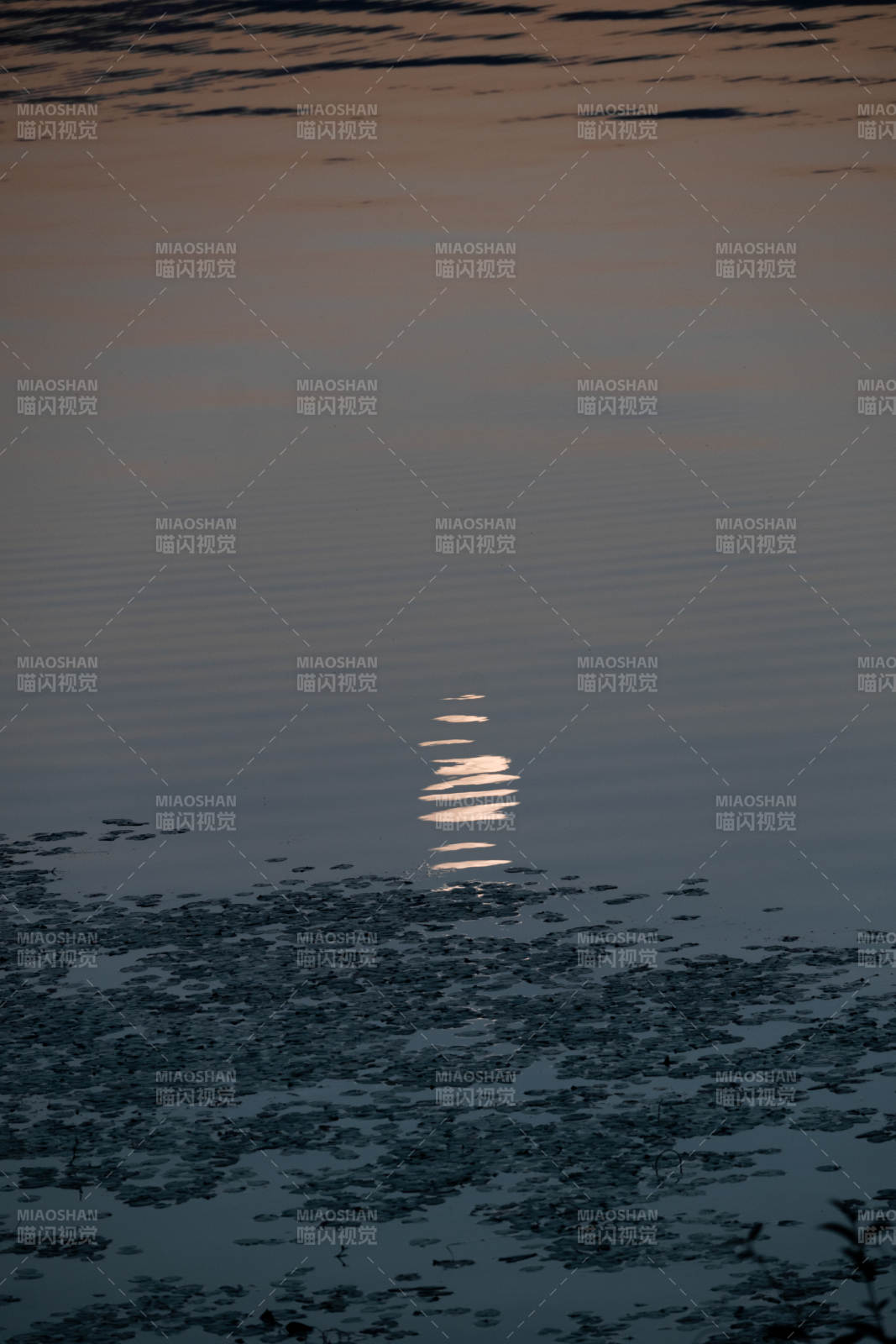 湖面夕阳倒影图片