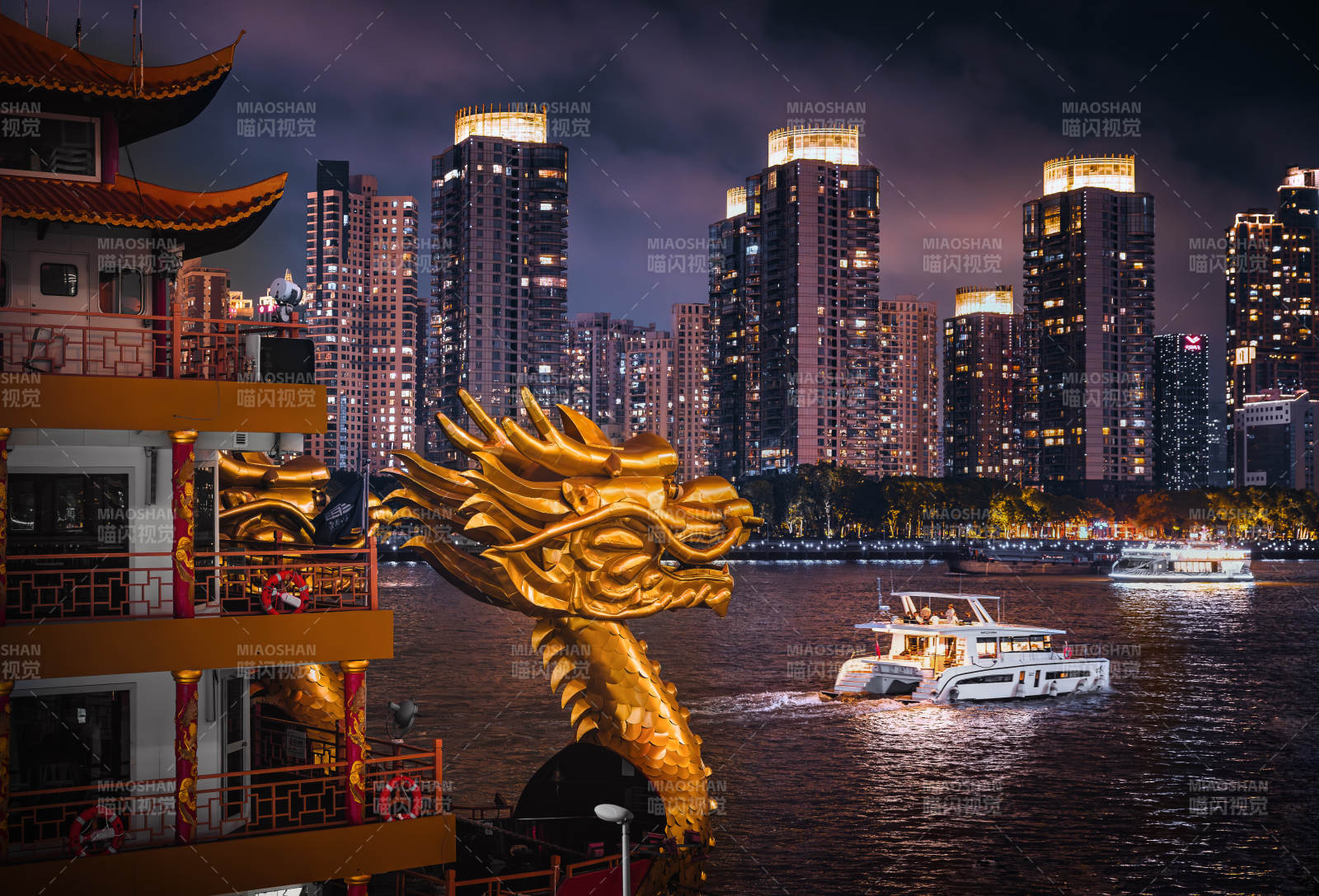 珠江夜景龙雕图片