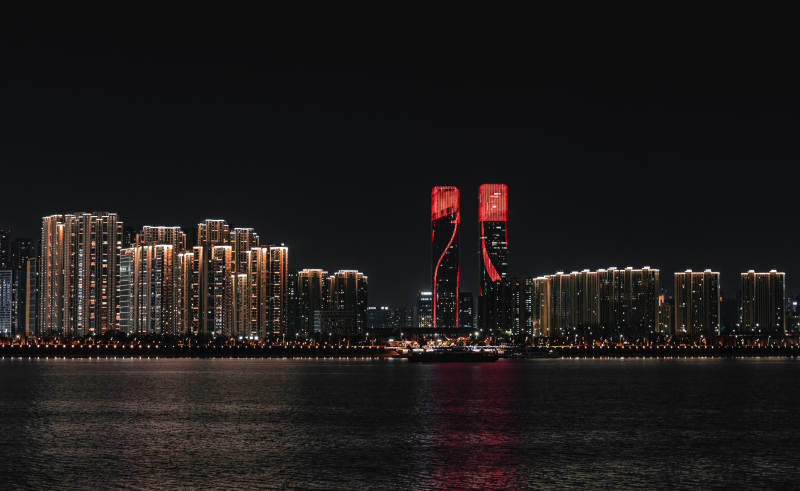 夜色中的城市天际线图片