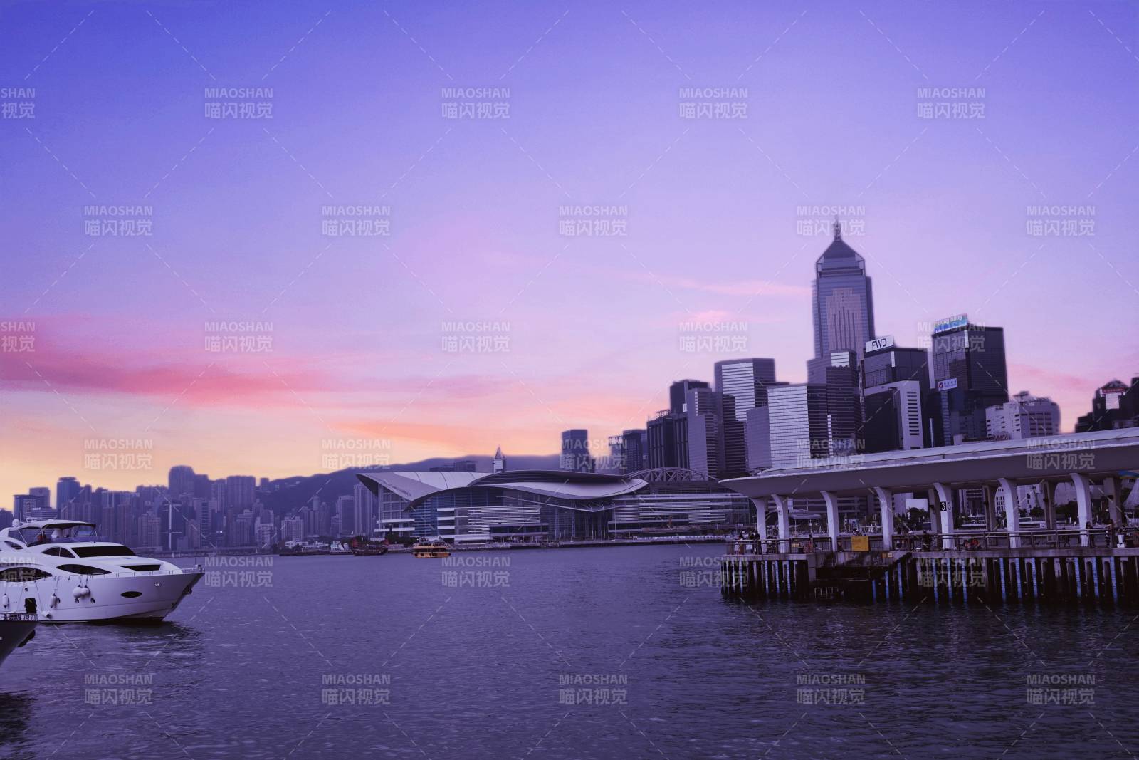 香港维港日落美景图片