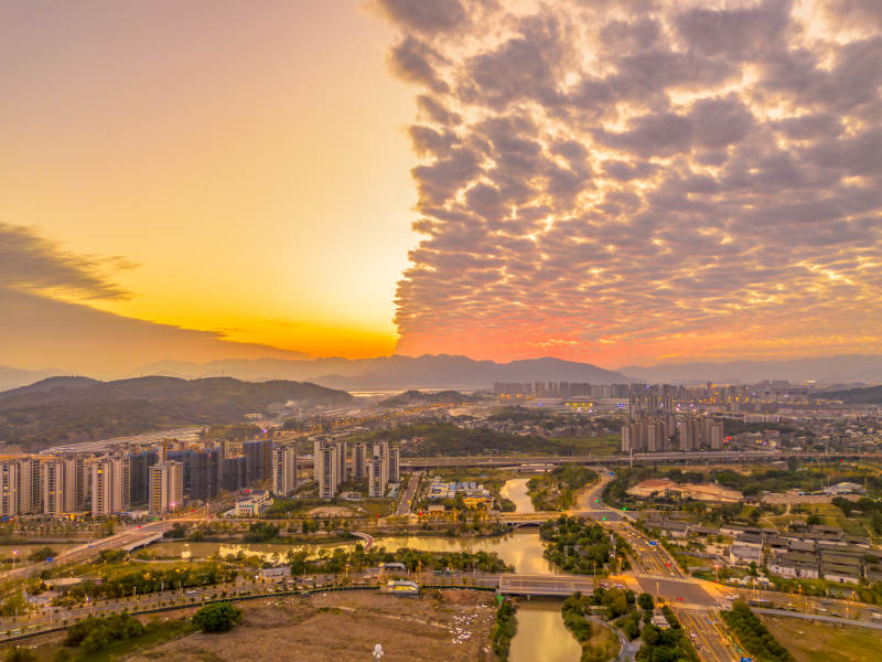 夕阳下的福州城市风光图片