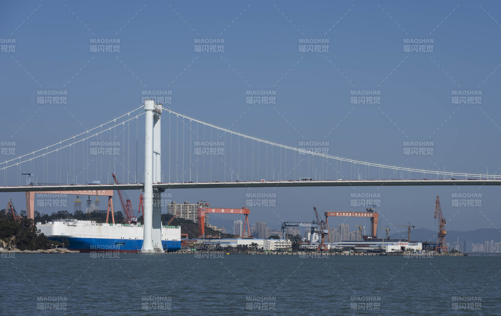 海沧大桥与船厂图片