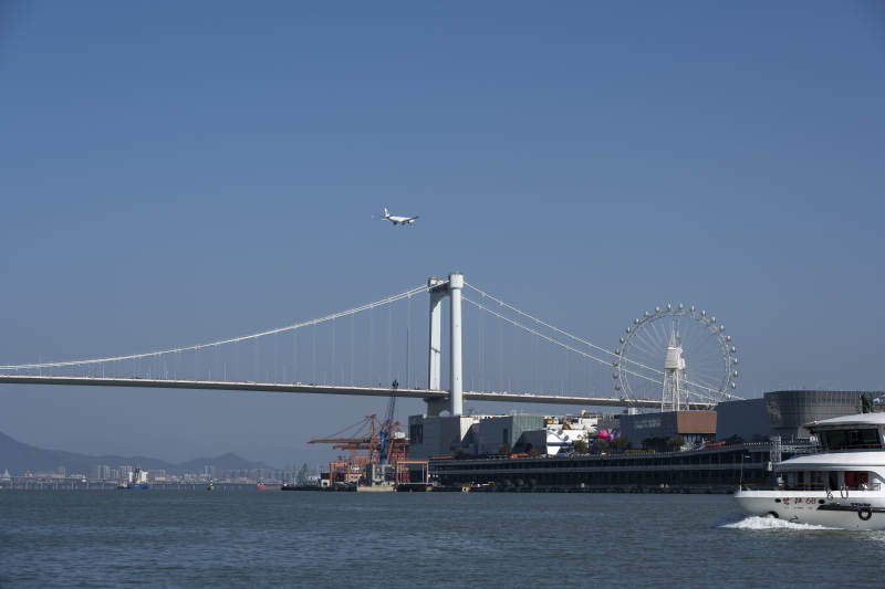 海沧大桥与摩天轮图片