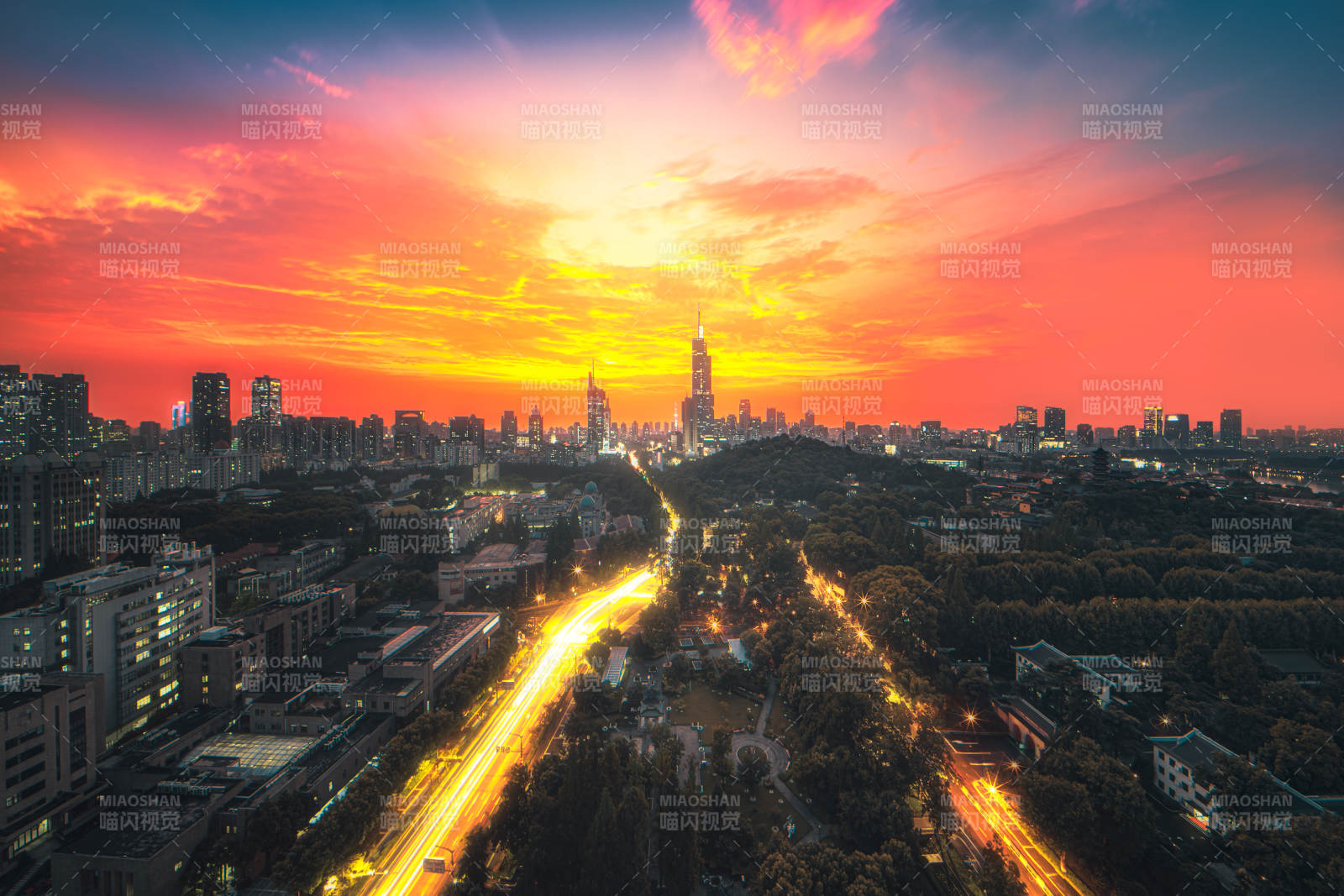 城市夕阳美景图片