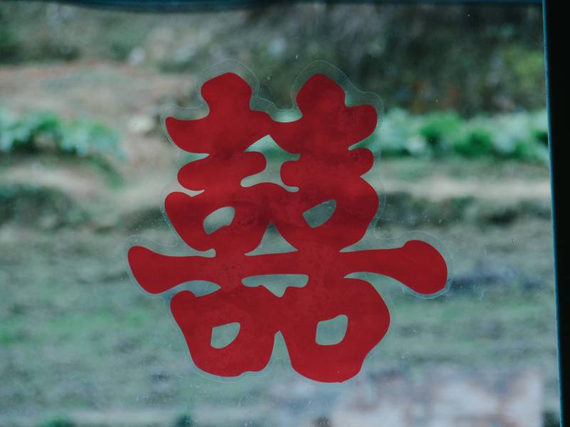 窗上的红色双喜字装饰图片