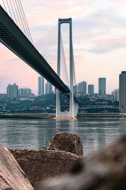 城市大桥夕阳美景图片