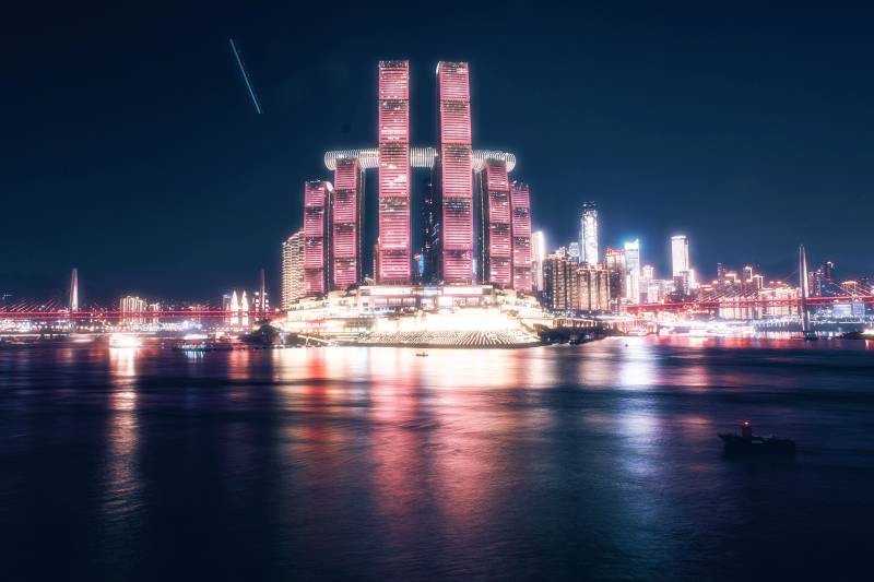 夜景璀璨的城市风光图片