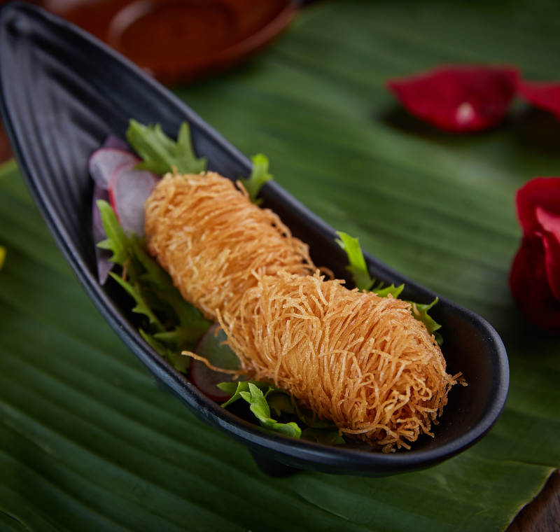 金丝卷配生菜图片