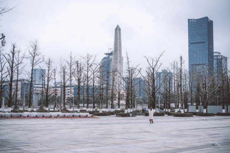 冬日城市广场与高楼图片