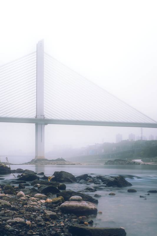 雾中大桥静谧景致图片