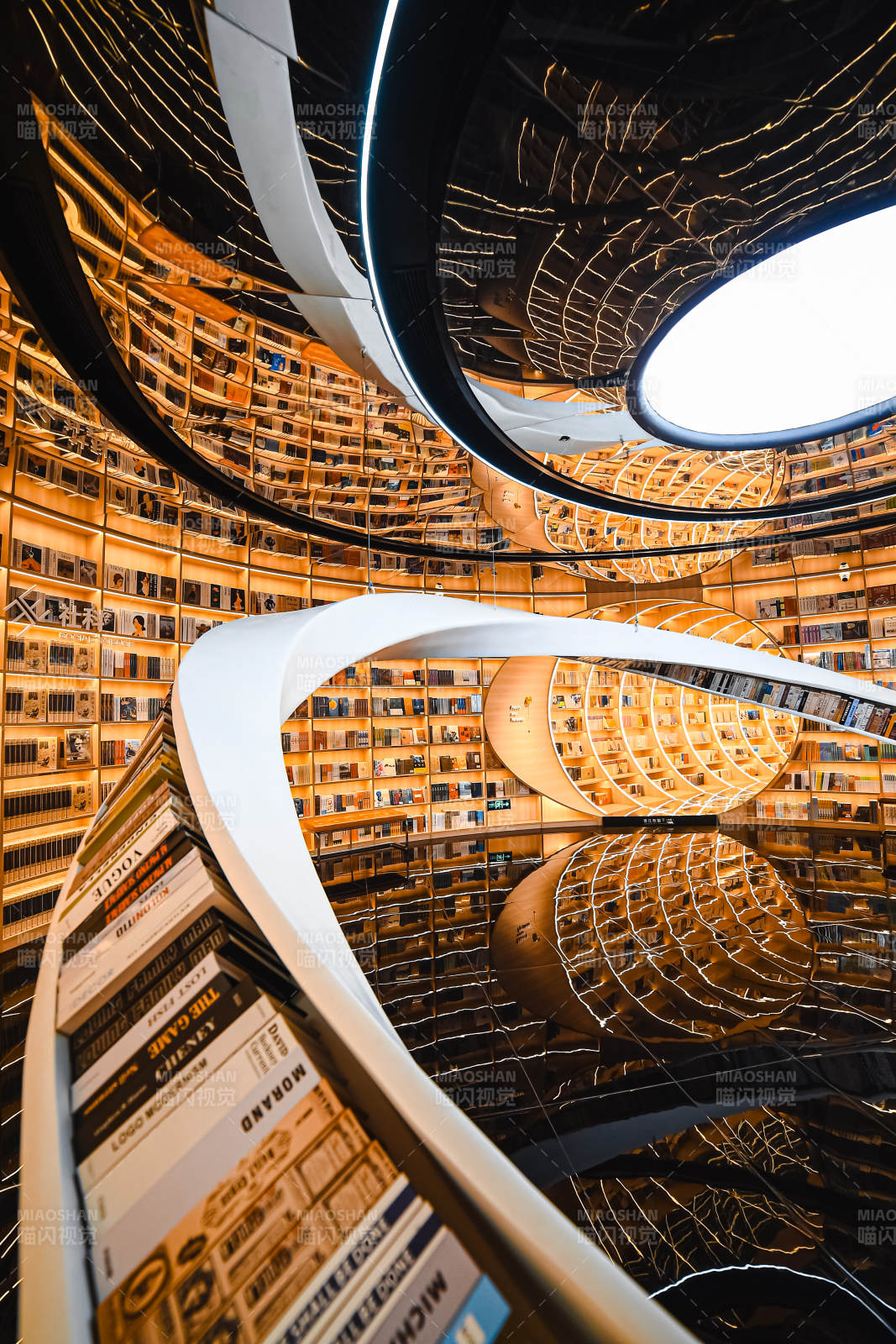 螺旋书架的现代图书馆图片