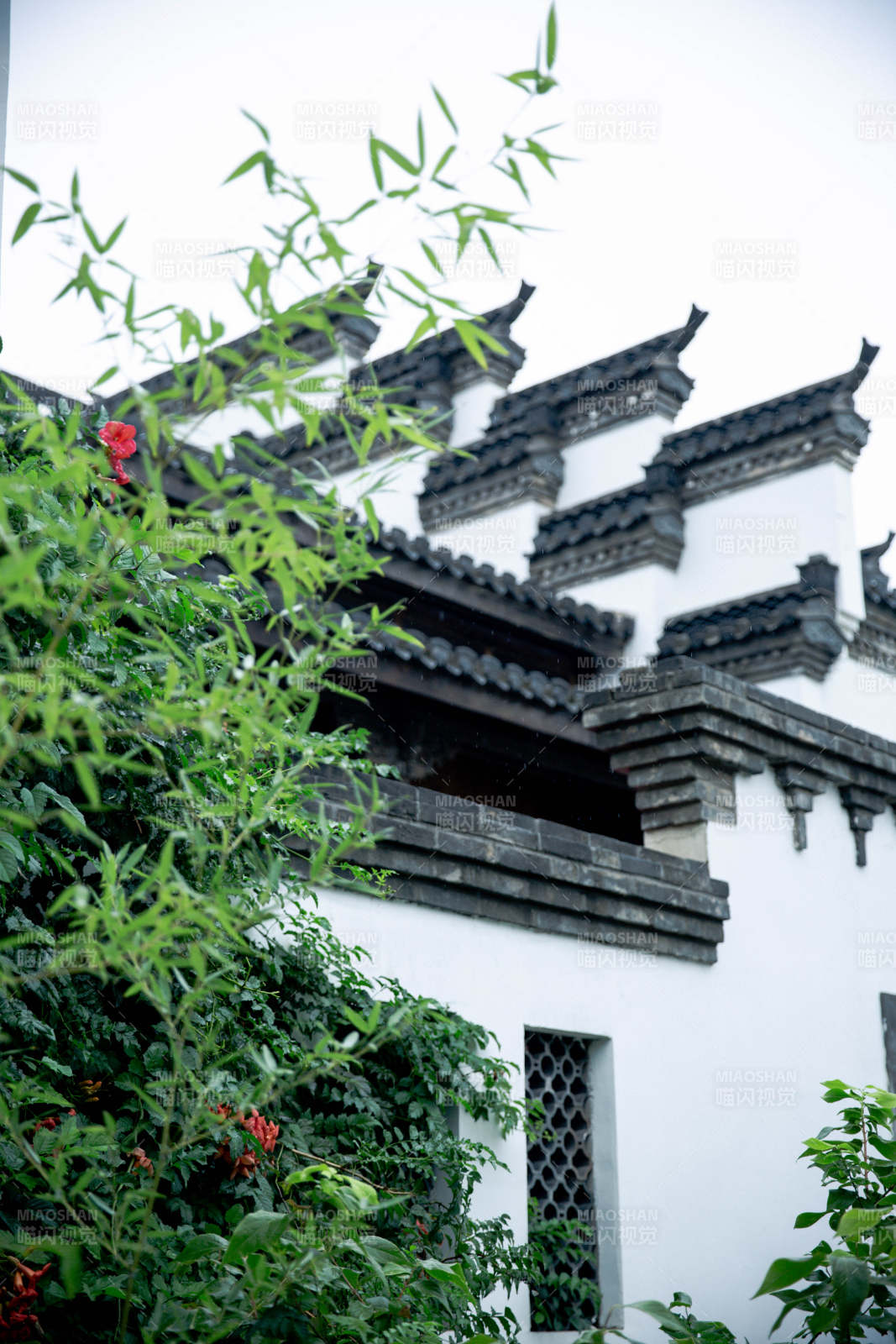 古建筑与绿植相映成趣图片