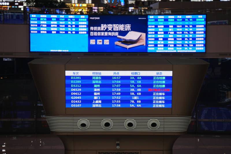 火车站列车信息显示屏图片