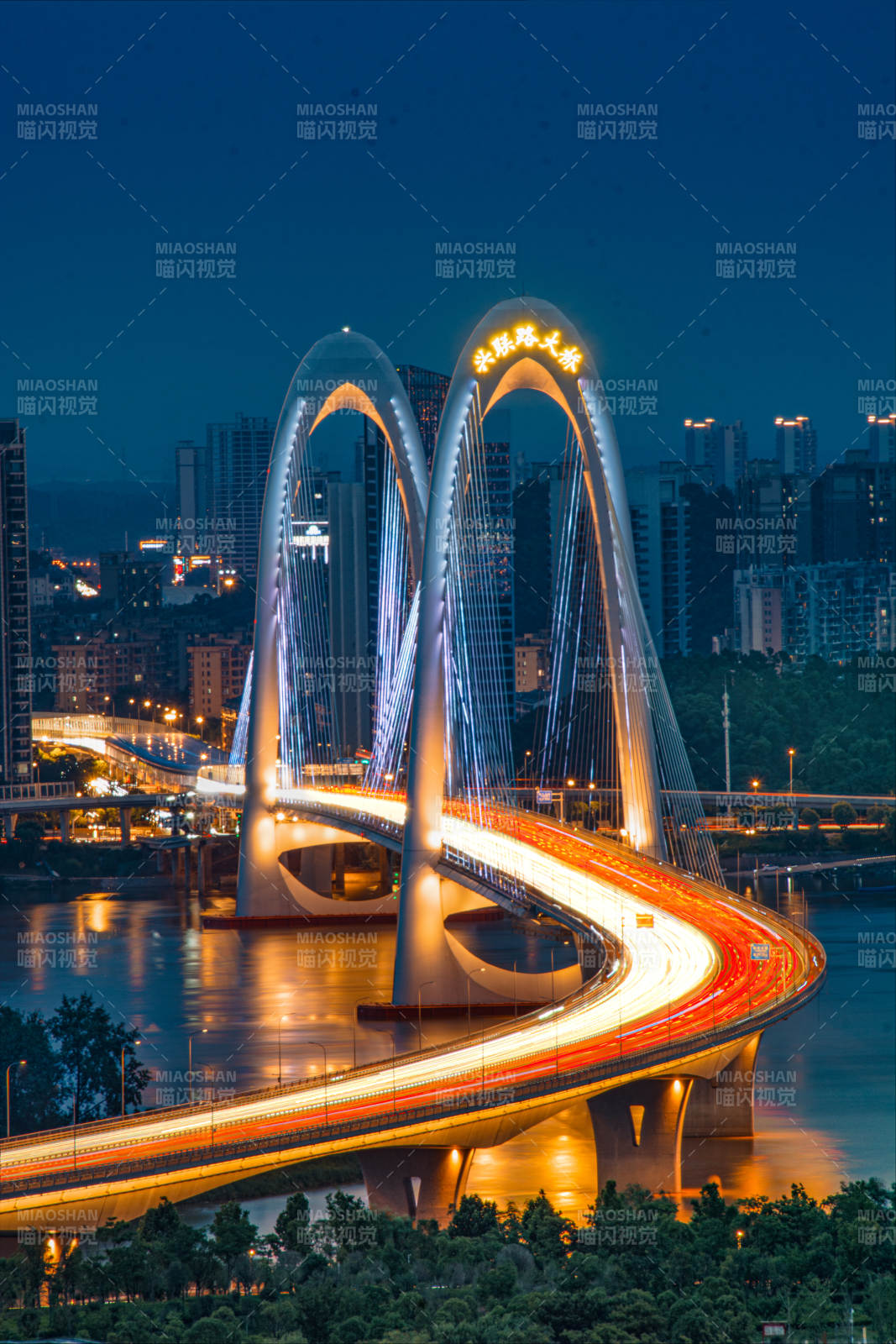 夜幕下的兴联路大桥图片