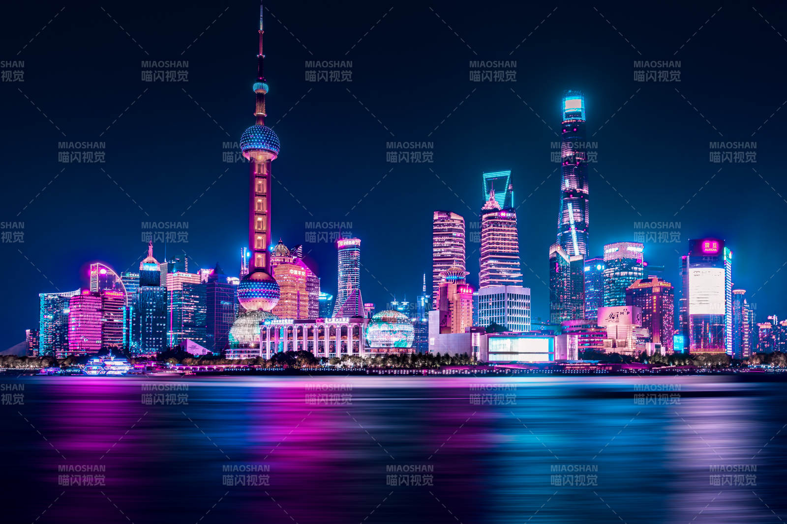 上海夜景 霓虹璀璨都市图片