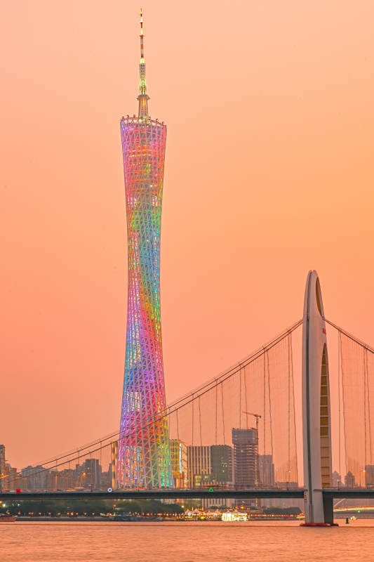 广州塔与猎德大桥夜景图片