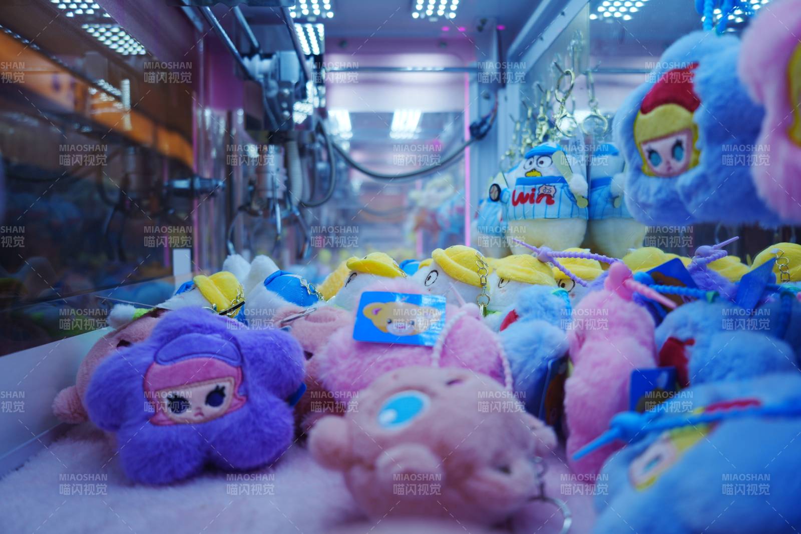 抓娃娃机里的彩色玩偶图片