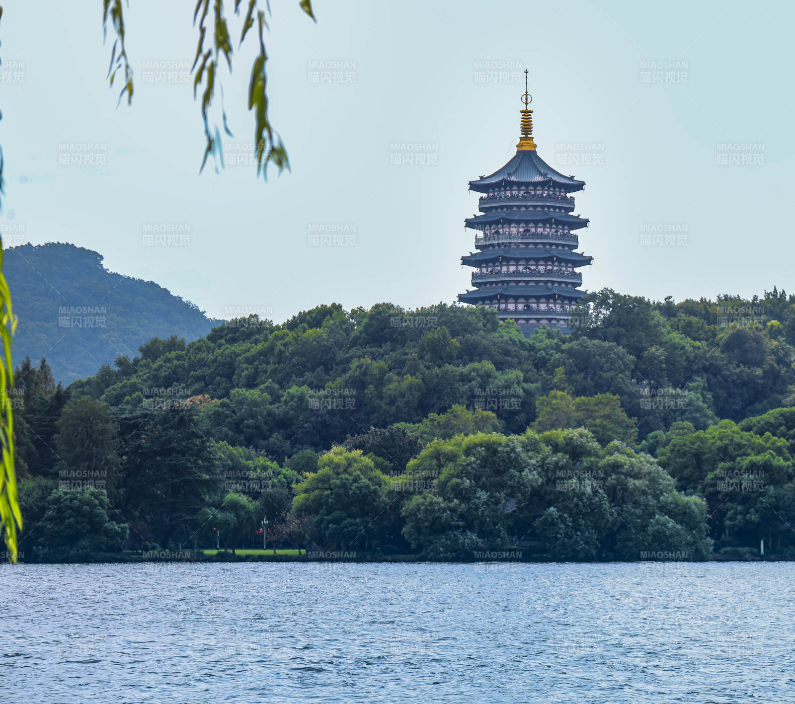 西湖雷峰塔远眺图片