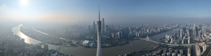 广州塔与珠江全景图图片