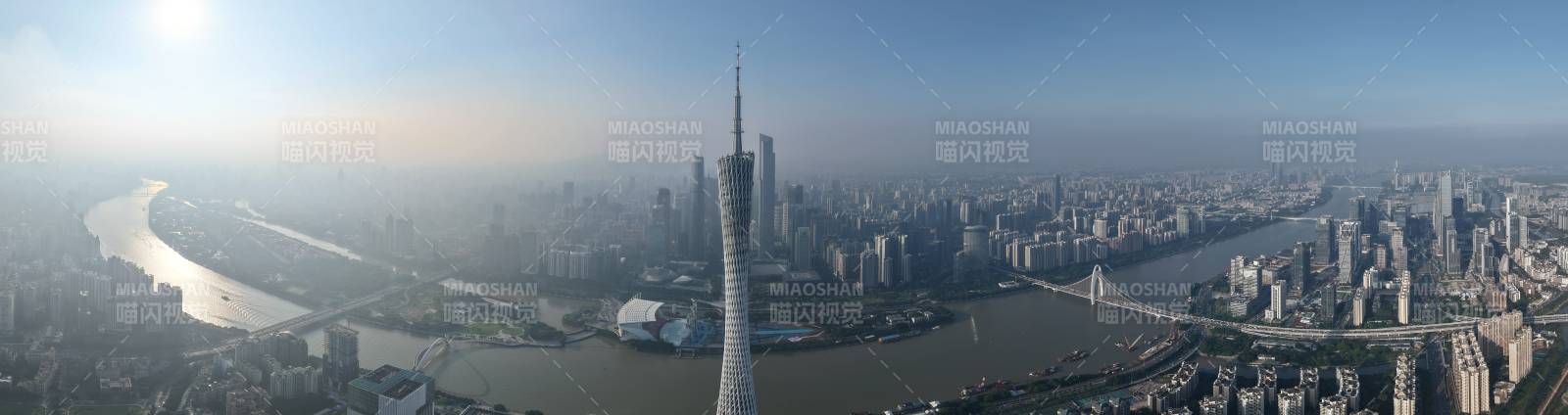 广州塔与珠江全景图图片