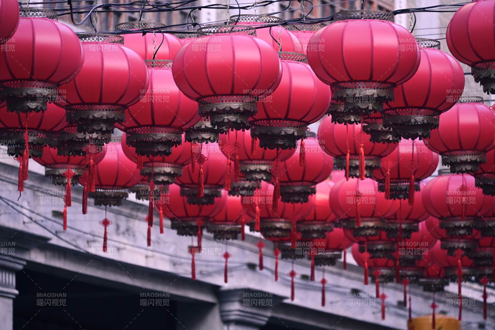 红灯笼高挂迎新春图片