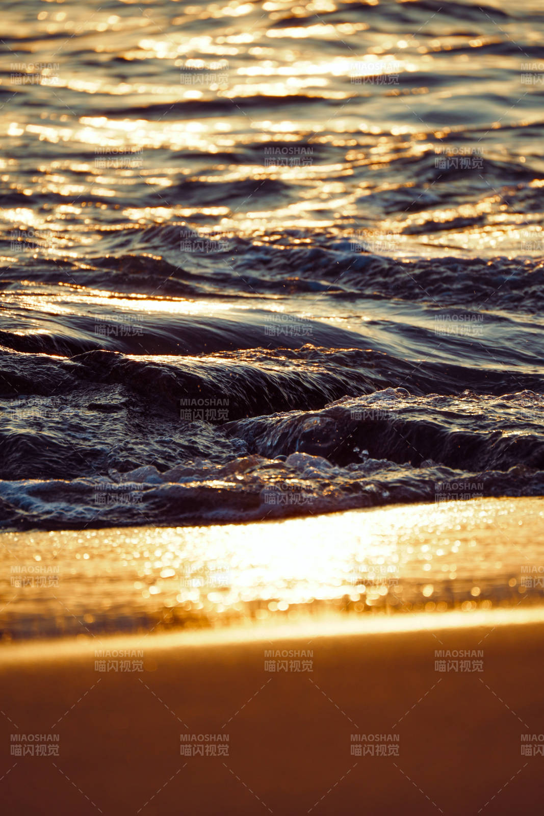 金色海滩波光粼粼图片