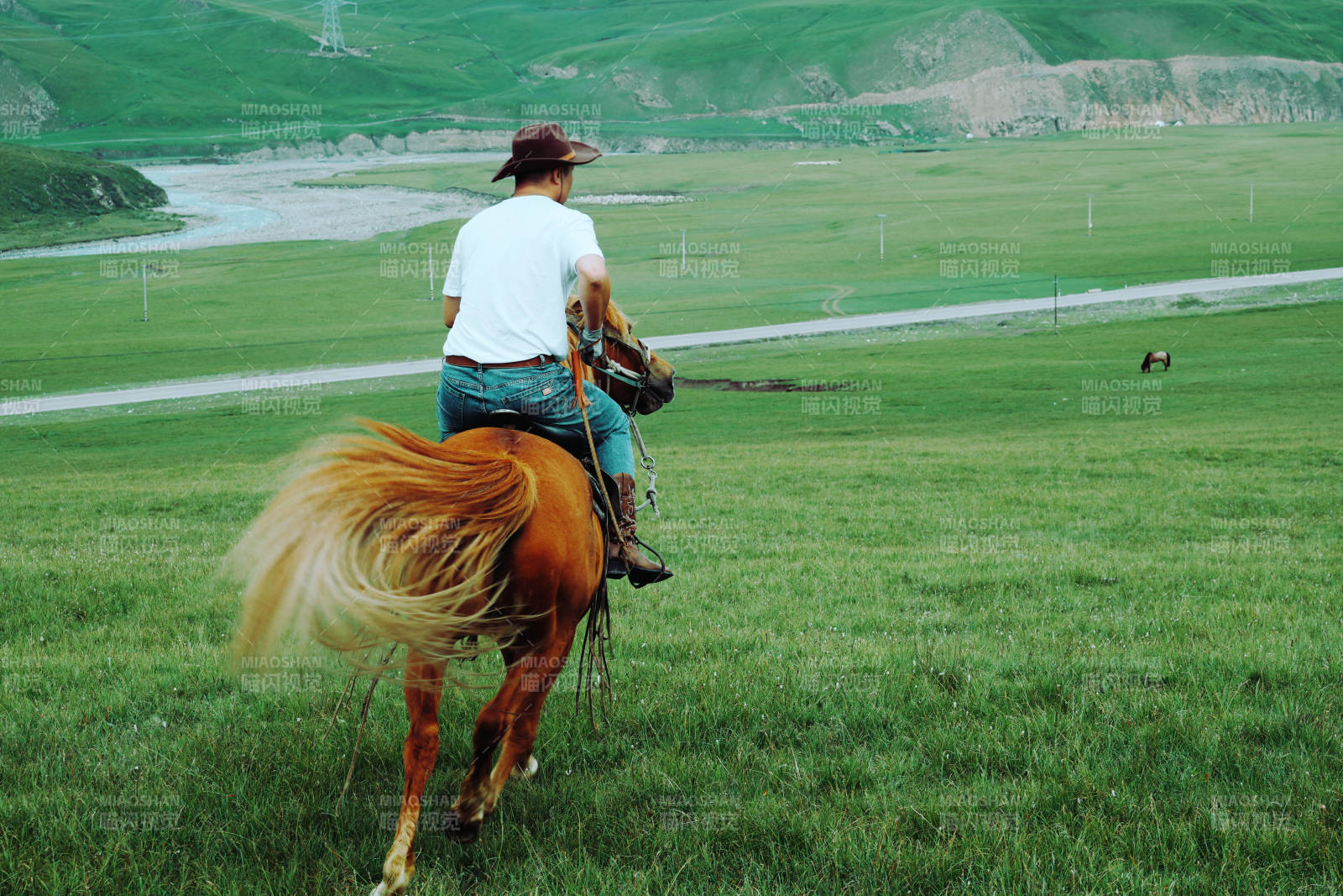 草原上的骑马人图片