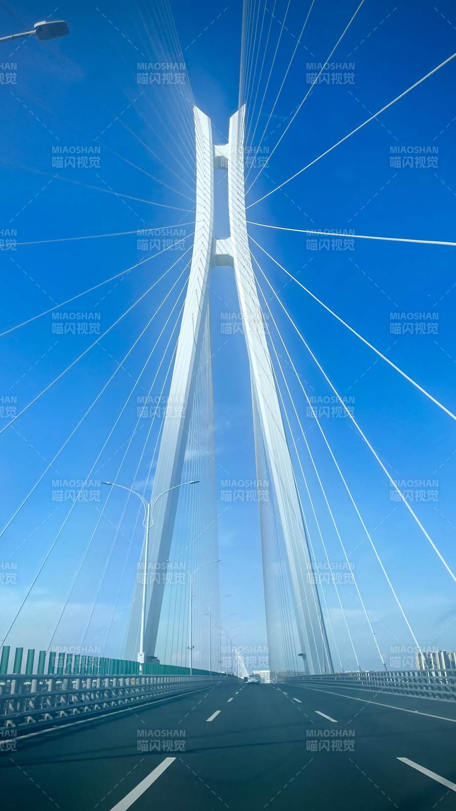 蓝天下的斜拉桥美景图片