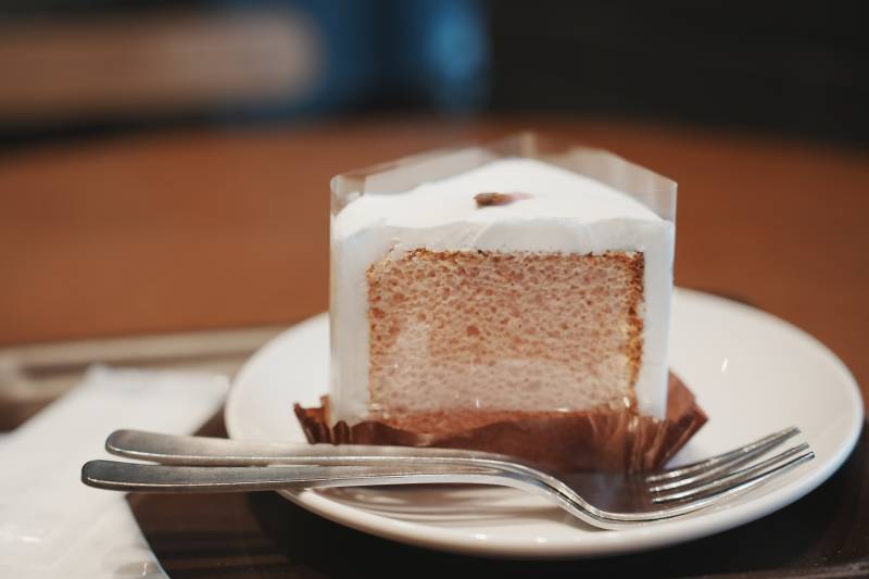 奶油蛋糕切片特写图片