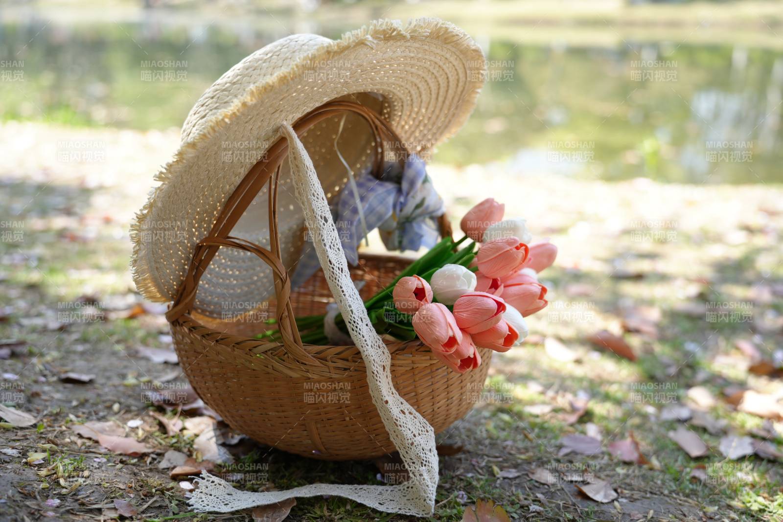 春日篮中花与帽图片