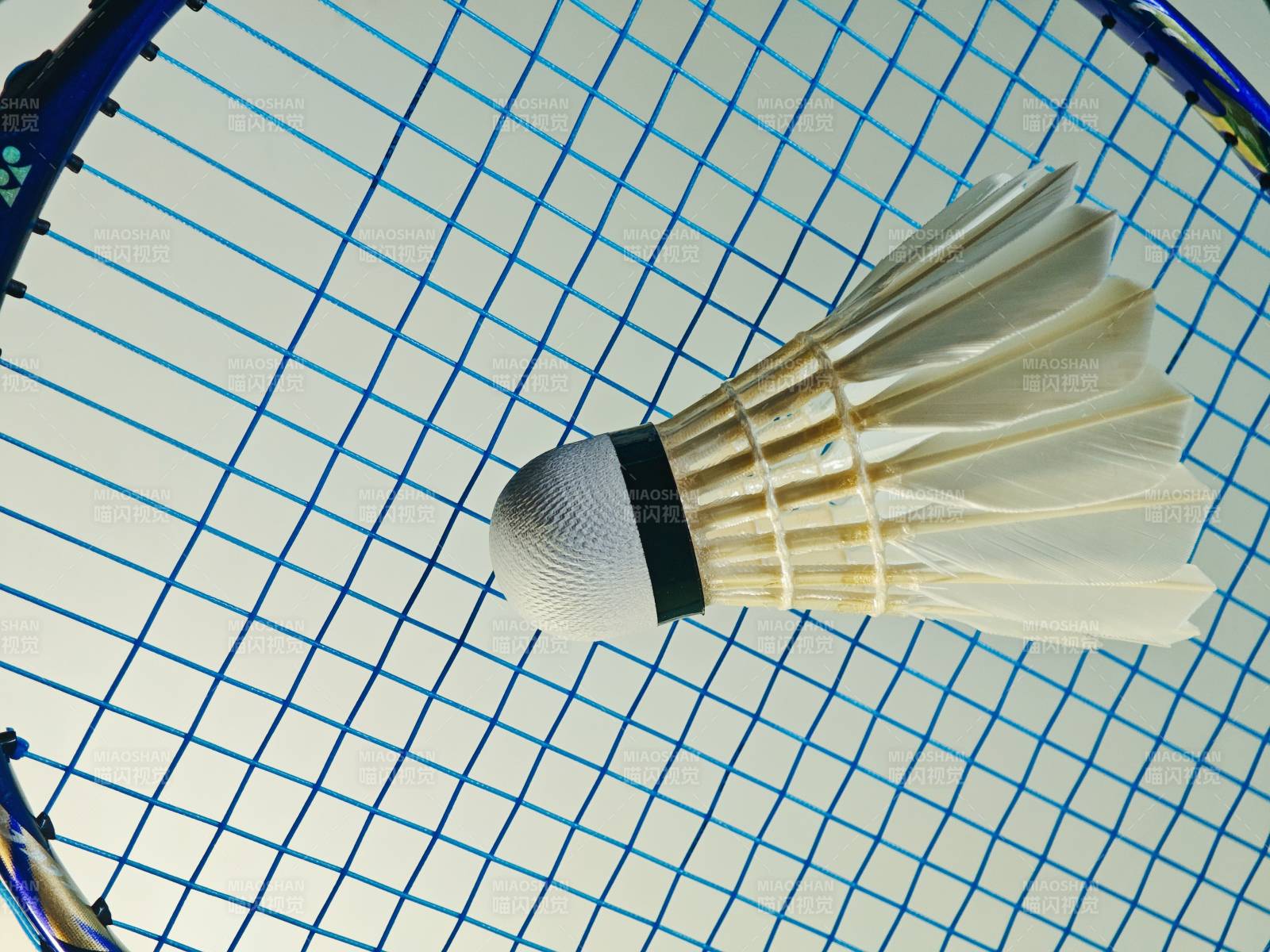 羽毛球与球拍的瞬间对决图片