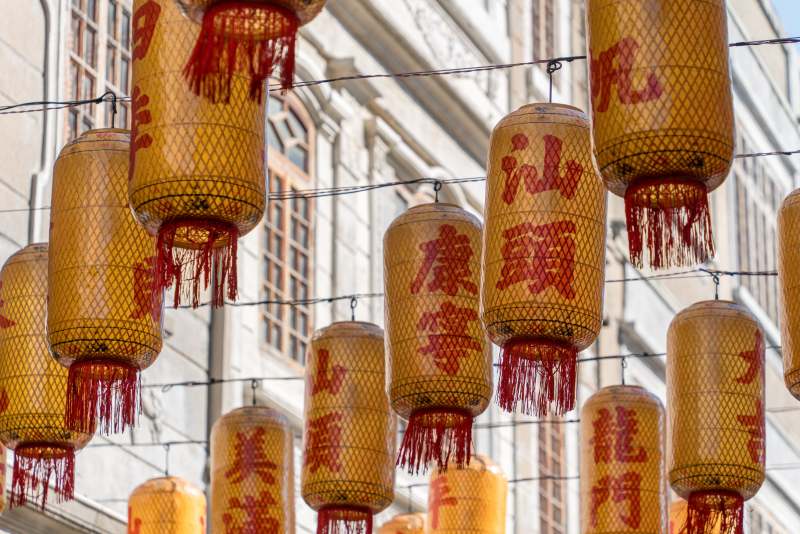 中式灯笼装饰街道图片