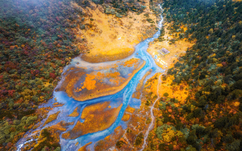 秋日山谷的色彩交响曲图片