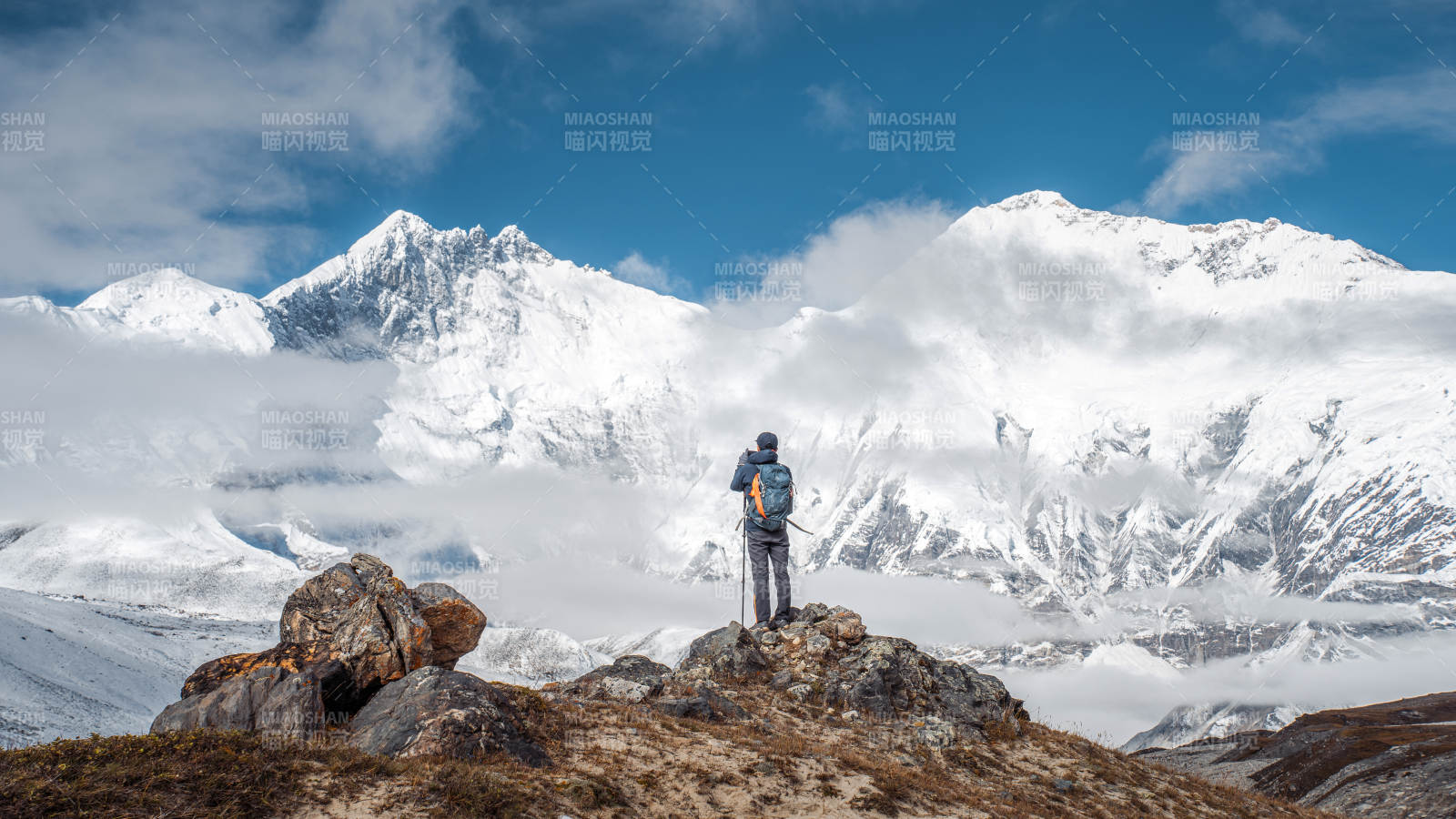 雪山之巅 独行者望远图片