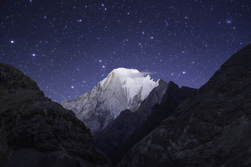 星空下的雪山奇景图片