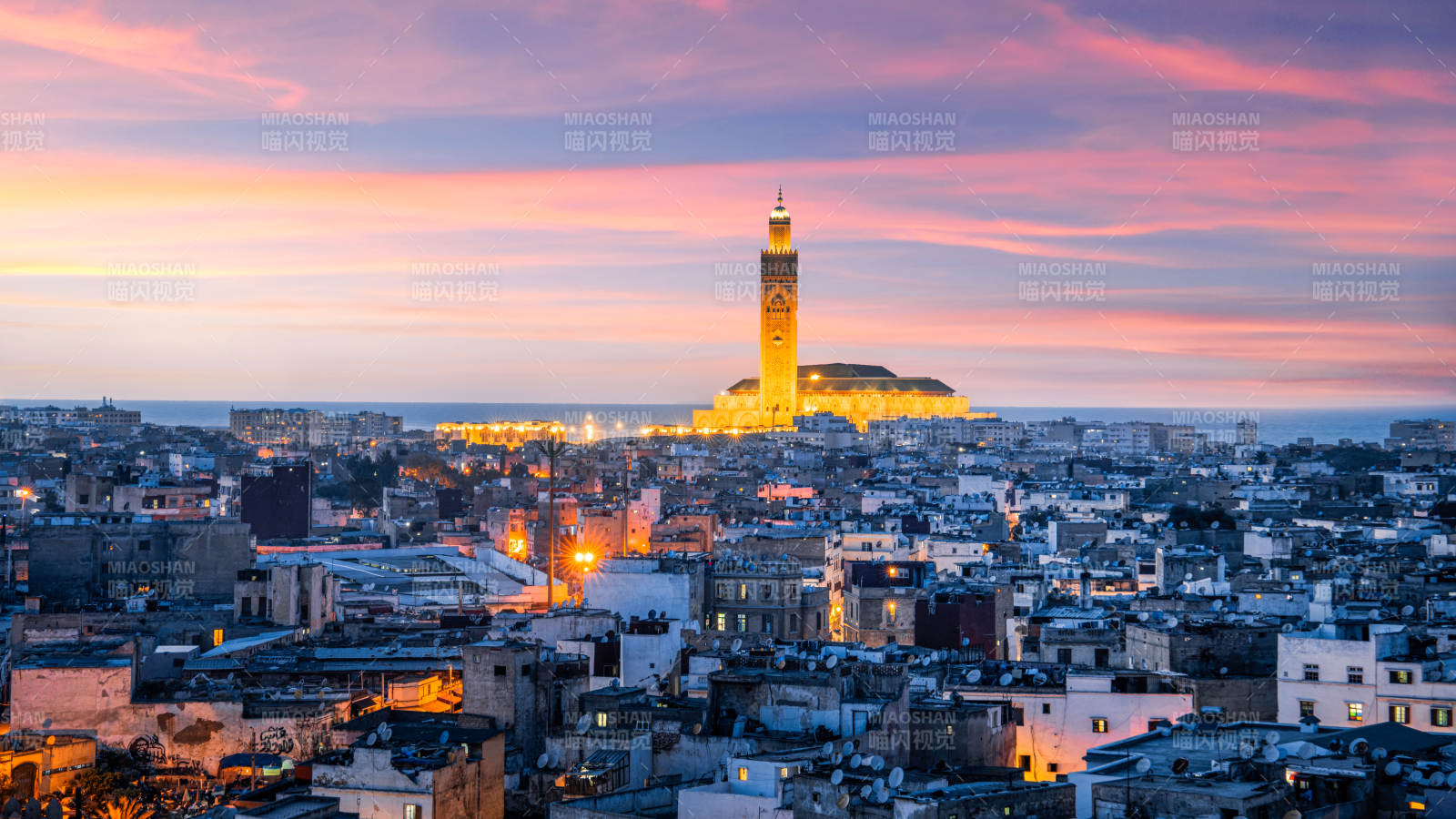 摩洛哥卡萨布兰卡夜景图片