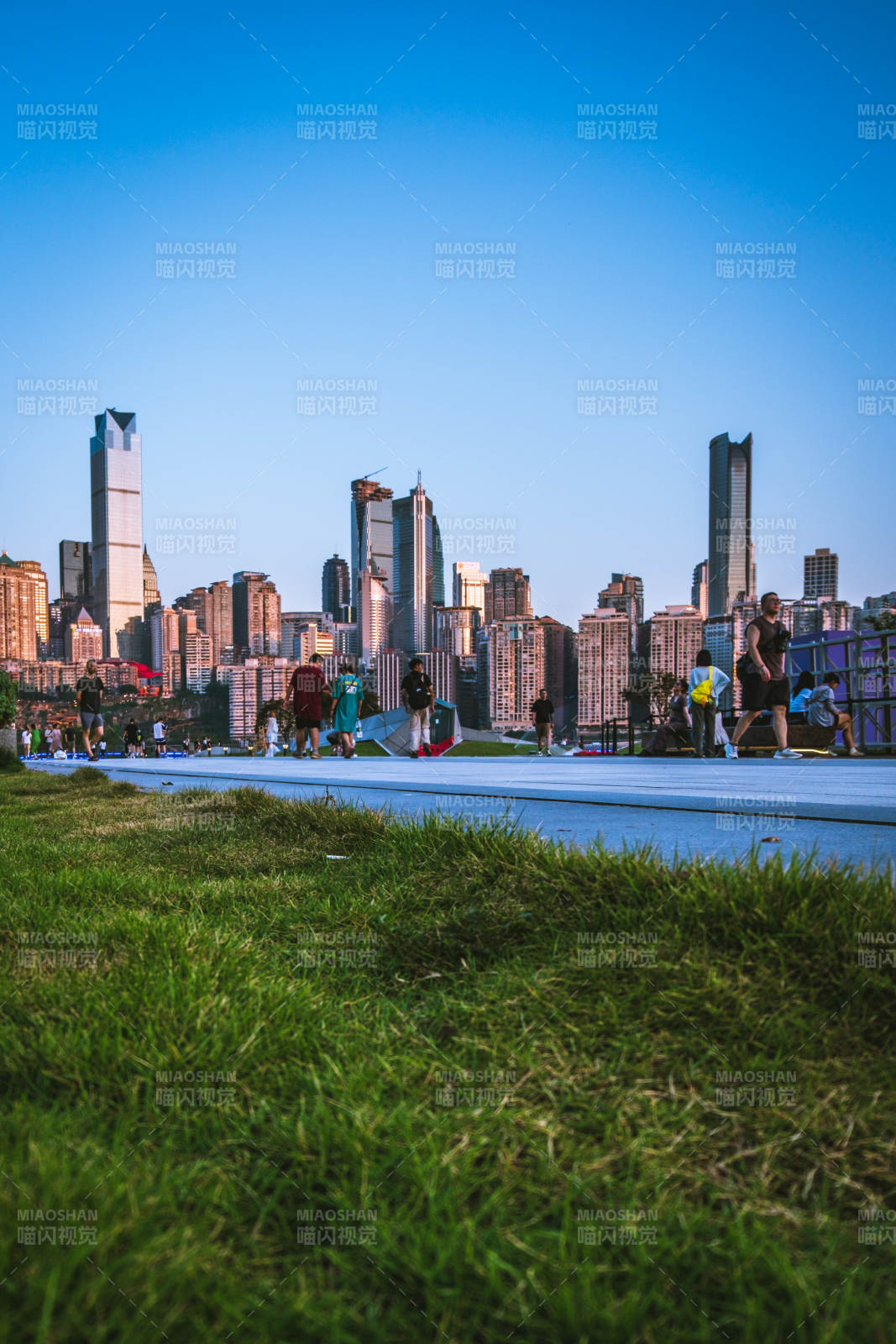 城市天际线与绿地相映图片