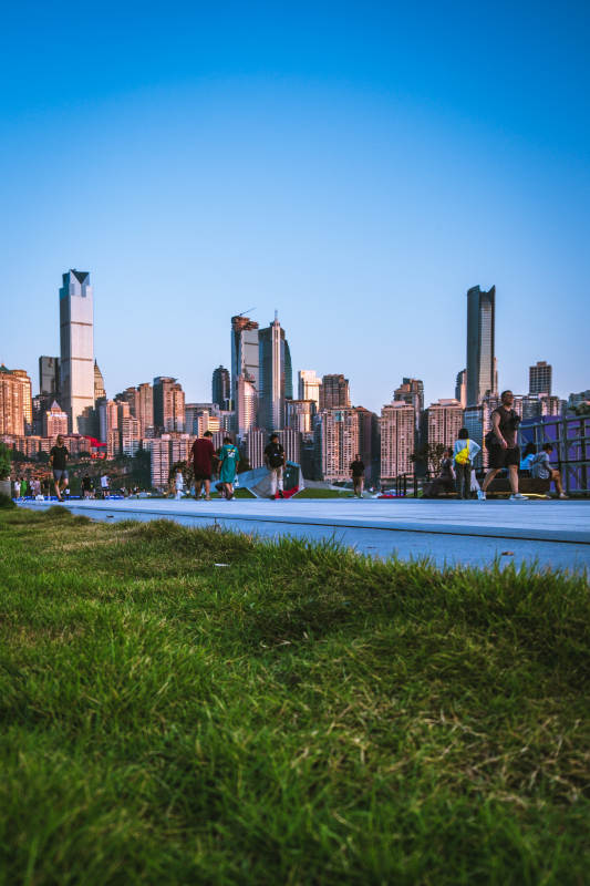 城市天际线与绿地相映图片