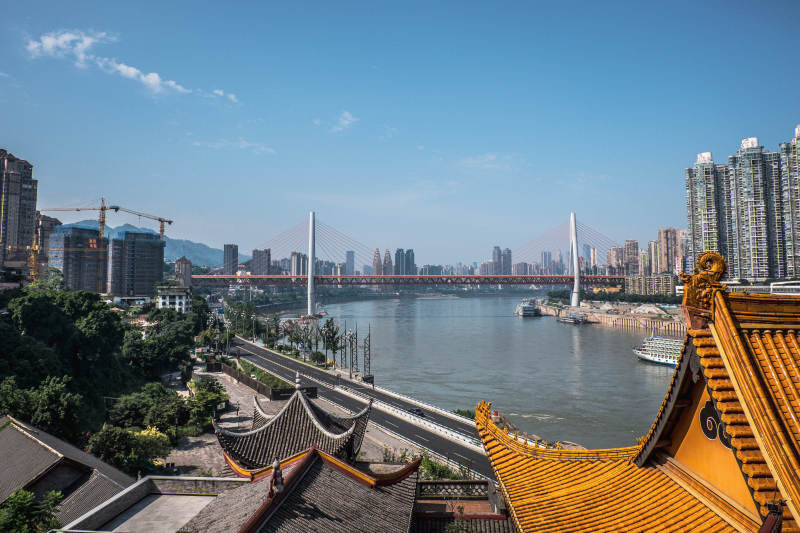 重庆江景与古建筑风光图片