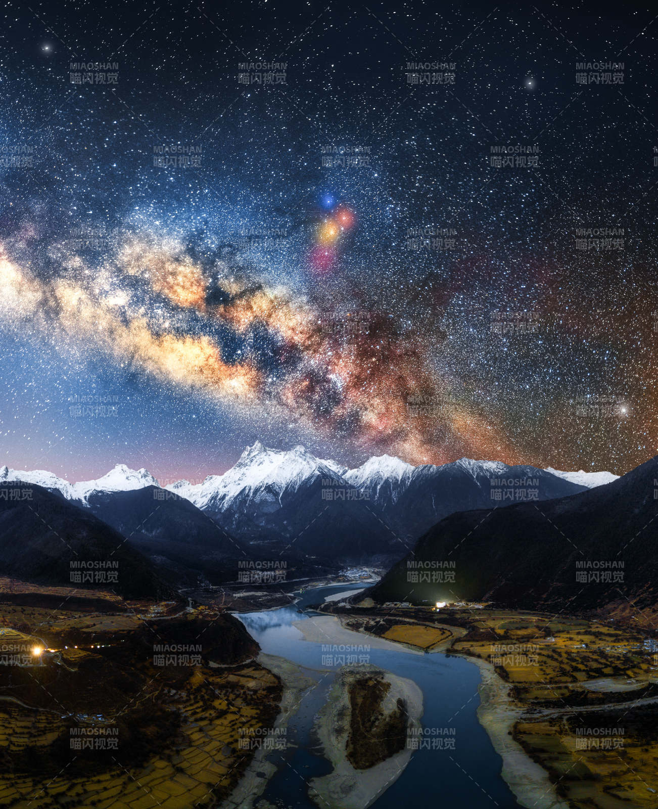 雪山银河夜景图图片