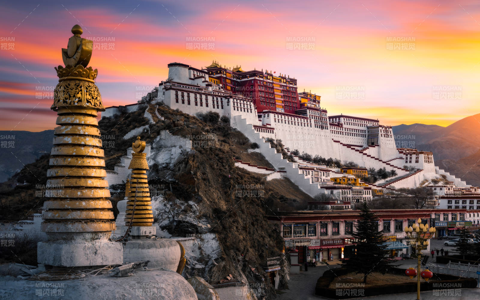 布达拉宫夕阳美景图片