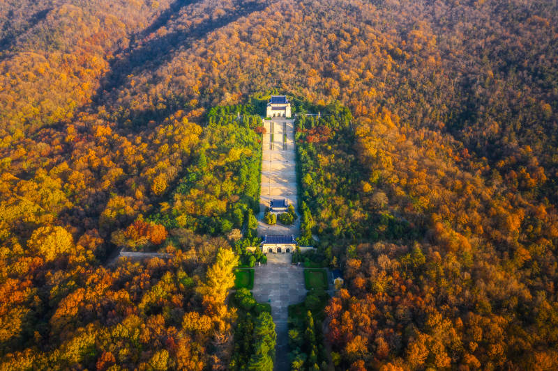 秋色山林中的古塔风光图片